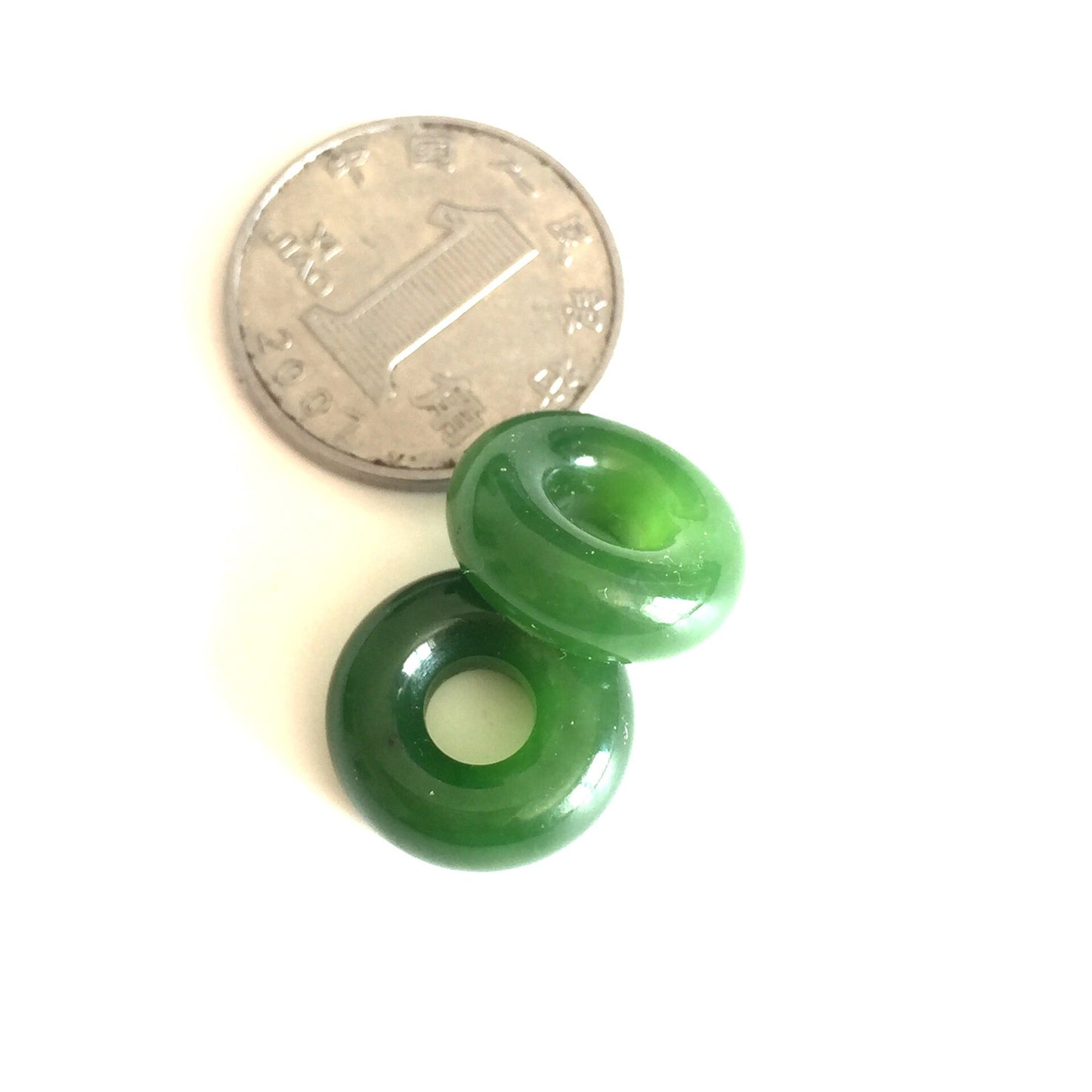 Donut shape Apple Green Pendant Necklace NZ Maori Style Greenstone Nephrite BC jade Pounamu Flat Disc greenstone Jasper doughnut beads