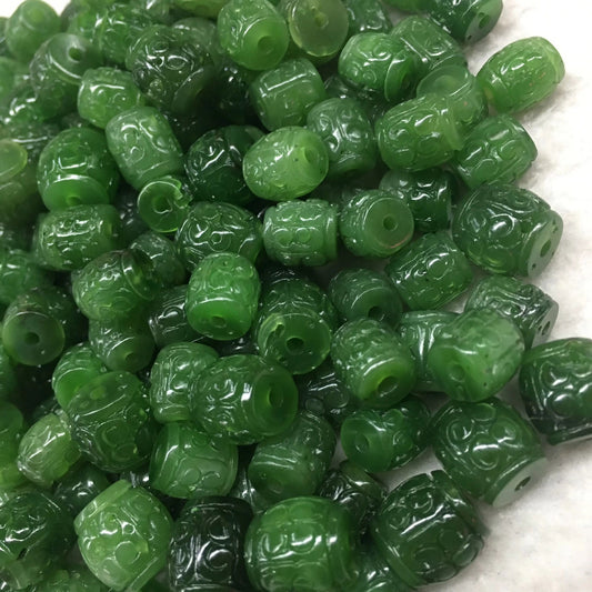 Small  Barrel Beads Natural Green Canadian jade Nephrite Greenstone Pounamu Pearl Maori style NZ jade капля Kügelchen jaspe grüner Jade