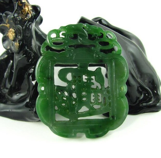 Green Nephrite Hollow Pendant NZ Greenstone jasper Pounamu Children Canadian jade Gemstones grüner Beads  яшма Chinese  Lady Necklace 招财进宝