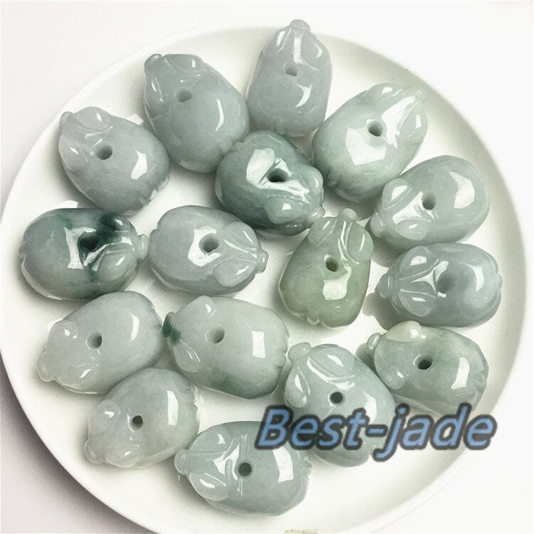 30Pcs Pig Shape Grade A Jade Burma jadeite Beads Myanmar Jadeite DIY Jewelry pendnat jade earrings