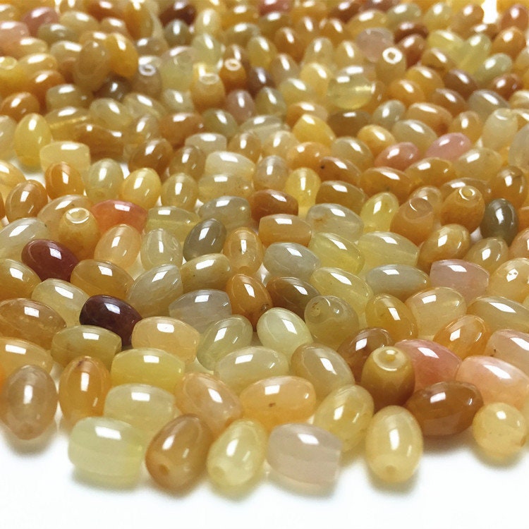 100PCS LOT 4*6mm Oval Chalcedony Natural Huanglong jade beads Ball Chinese DIY hand craft necklace chain Perle мяч капля conta 黄龙玉