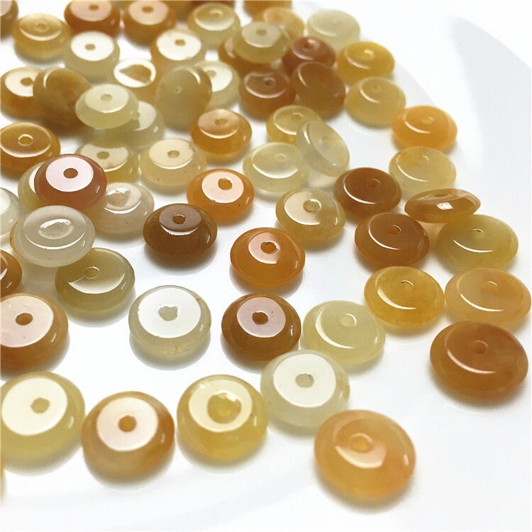 100PCS LOT Natural yellow jade beads Donut beaded DIY hand craft necklace chain Spacer jade Doughnut stone