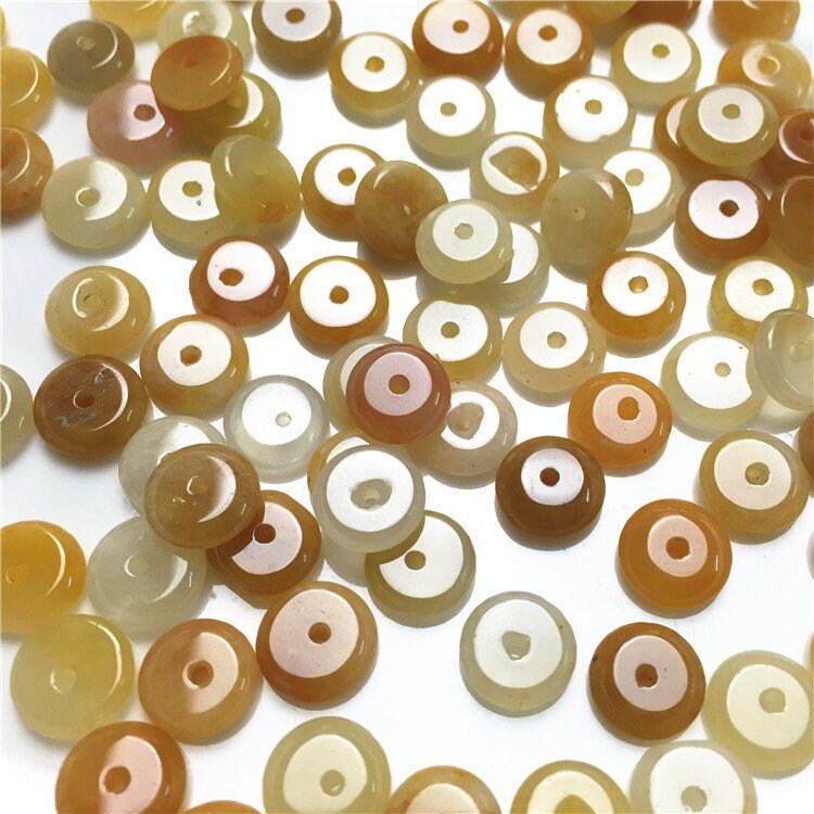 100PCS LOT Natural yellow jade beads Donut beaded DIY hand craft necklace chain Spacer jade Doughnut stone