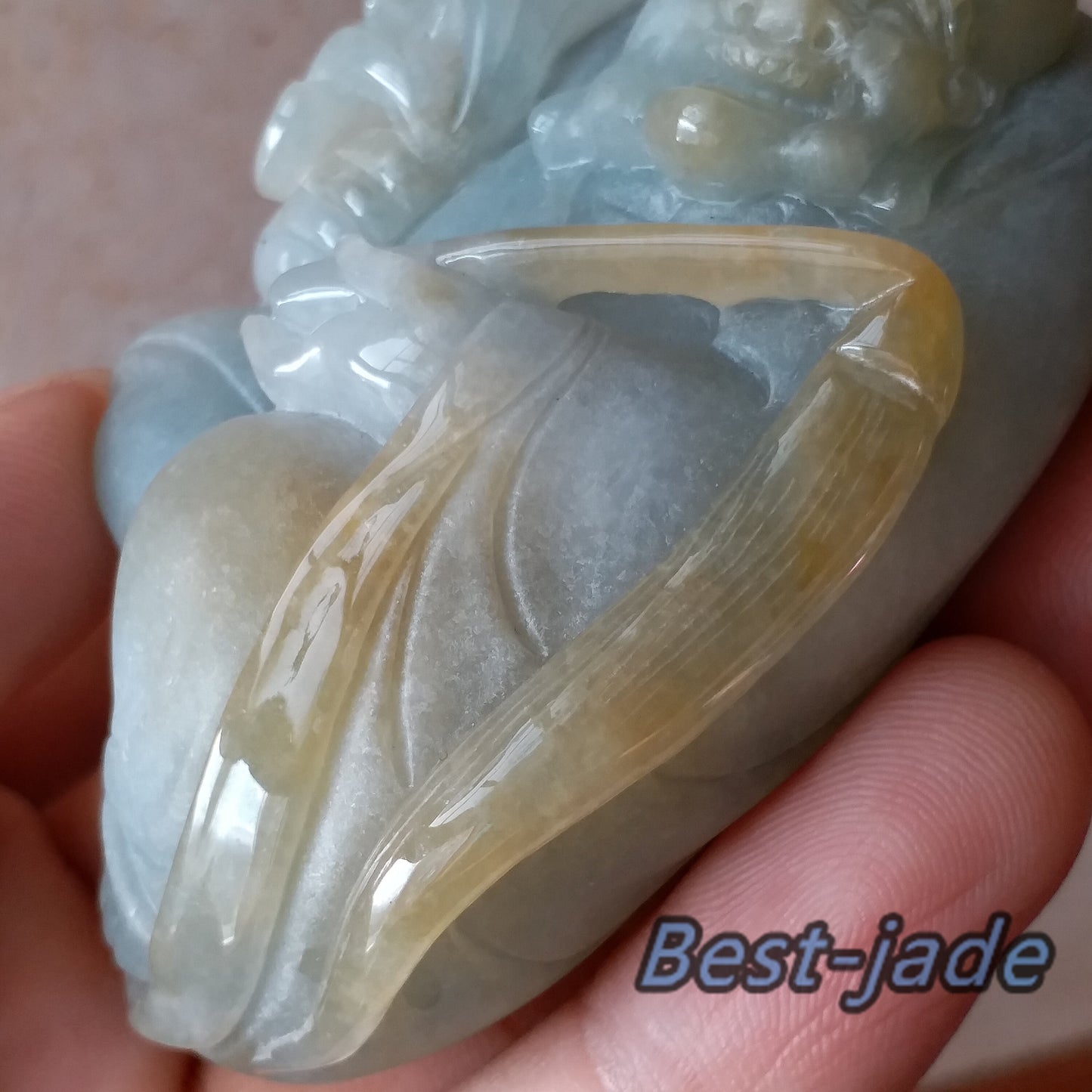 Dharma Natural  Yellow Grade A jade Hand held Massage Dull polishing Hand craved Green Ice Burma adeite Pendant Gemstone A stone car Hanging