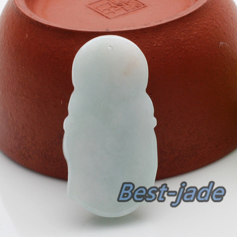 Grade A Jadeite Stand Buddha Joss pendant  Natural white green Grade A Stone Green Jade ICE Jadeite Myanmar jade Baby hang necklace