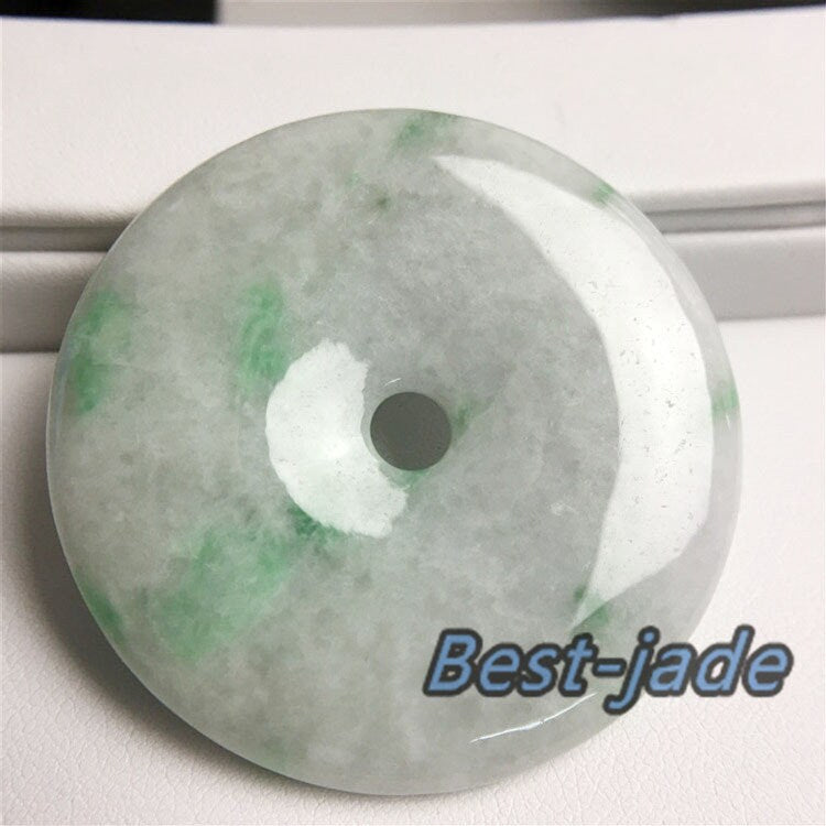 10 STÜCK Grade A Jade Lucky Donut Anhänger Natürliche Grüne Jade ICE Jadeit Burma Flache Rundheit Perlen Chinesisch geschnitzt, Myanmar Anhänger