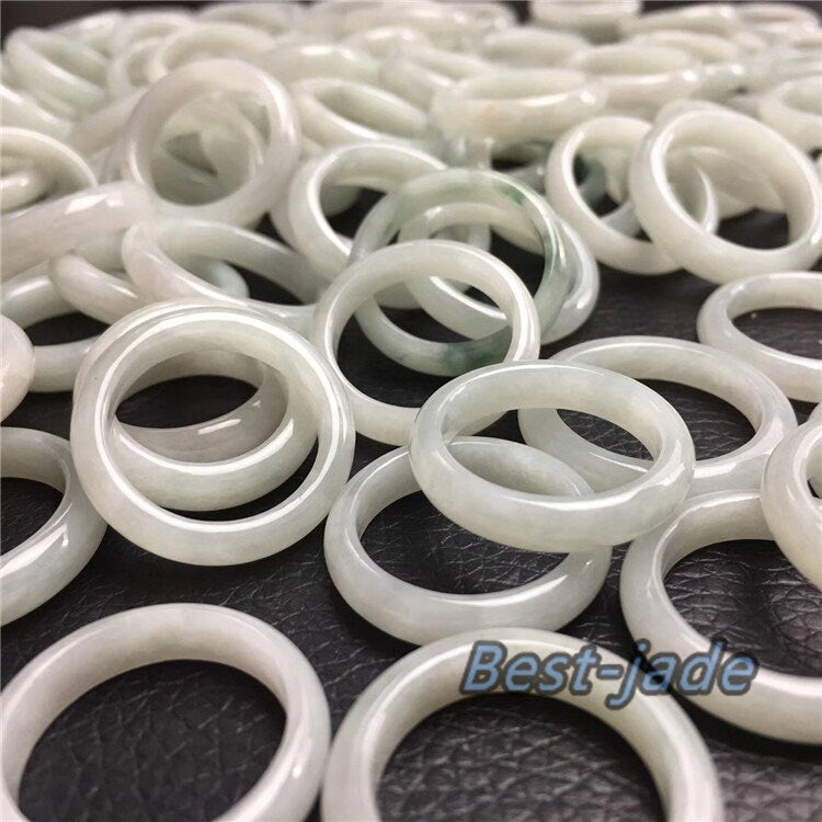 US size 3-14 Wholesale Narrow Ring Natural Grade A Jadeite Burma Jade band Green gemstone Lady Myanmar jadeite Jewelry gift