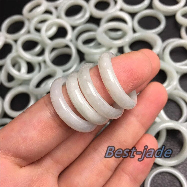 US size 3-14 Wholesale Narrow Ring Natural Grade A Jadeite Burma Jade band Green gemstone Lady Myanmar jadeite Jewelry gift