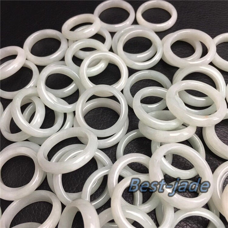 US size 3-14 Wholesale Narrow Ring Natural Grade A Jadeite Burma Jade band Green gemstone Lady Myanmar jadeite Jewelry gift