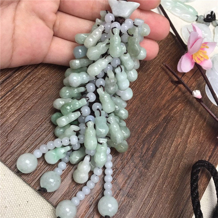 9Style Car hanging Grade A Jade Burma jadeite Green Myanmar Jadeite Gemstone hang decorations Bag Hangings