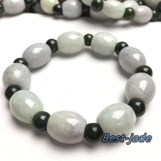 Burma Jade Grade A  Jadeite Hand carved Jade Round bead bangle Bracelet Chain Burma stone Armband string rope