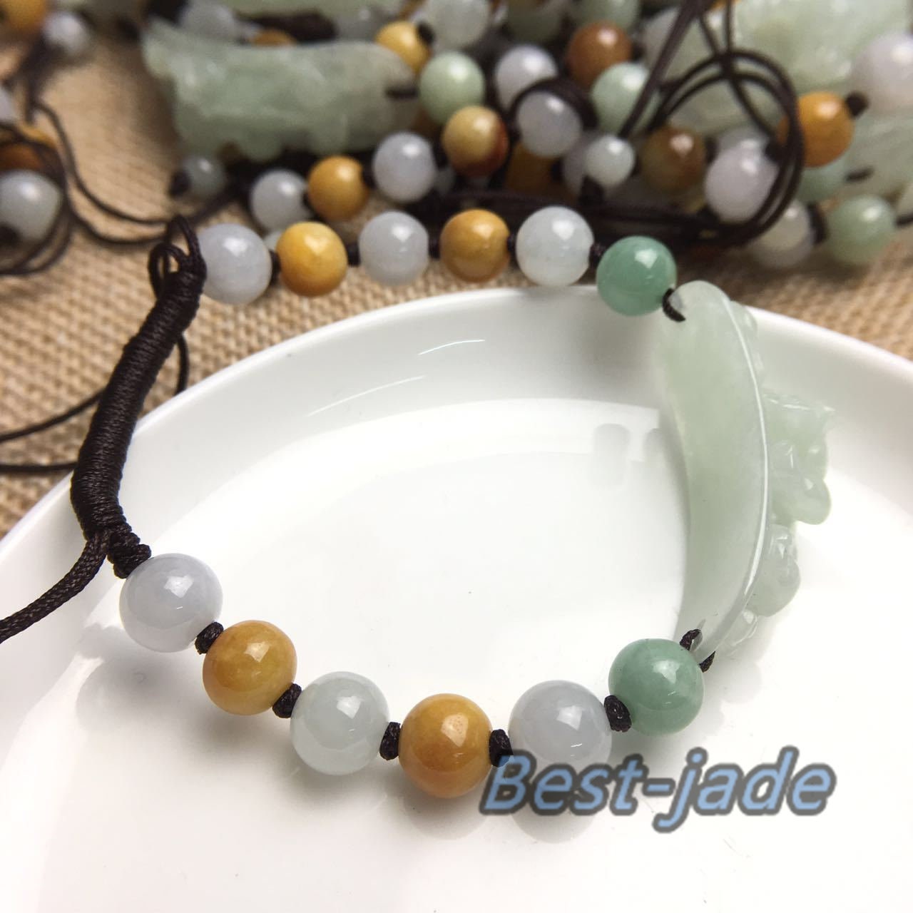 10PCS Pixiu dragon bangle Jade Grade A  Natural Jadeite Hand carved Jade Bracelet Chain Burma A stone Armband n. Браслет rope