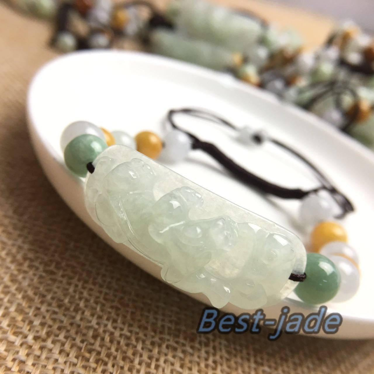 10PCS Pixiu dragon bangle Jade Grade A  Natural Jadeite Hand carved Jade Bracelet Chain Burma A stone Armband n. Браслет rope