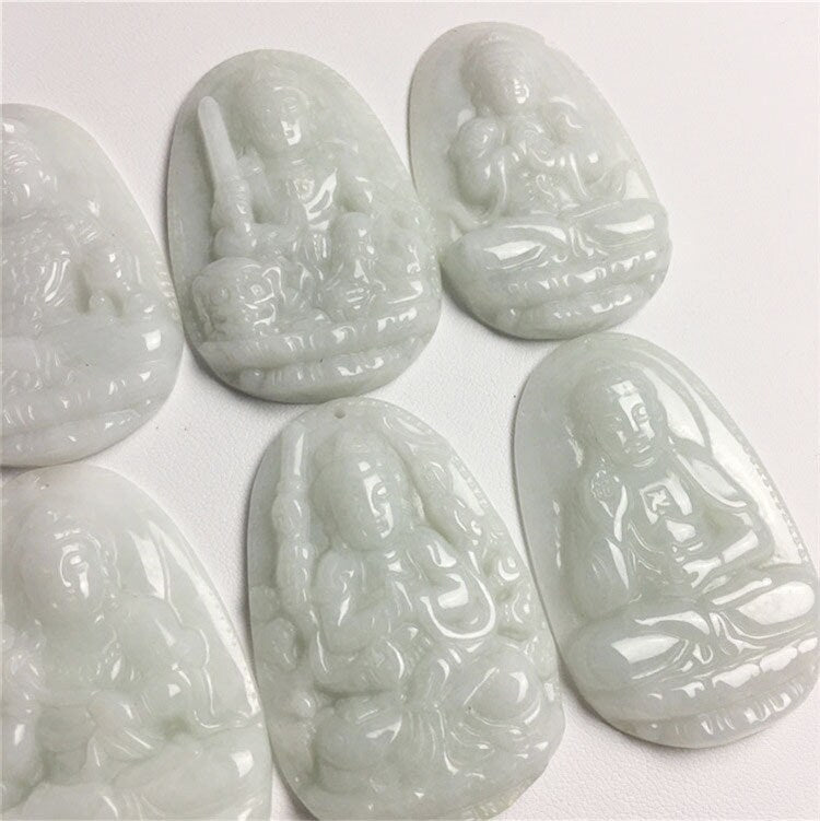 1Set 8 Patron saint Natural Grade A Jade Burma Jadeite Handmade DIY gemstone Jewelry jade pendant