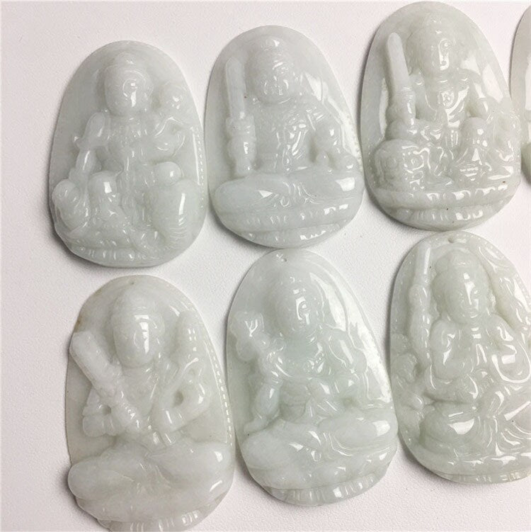 1Set 8 Patron saint Natural Grade A Jade Burma Jadeite Handmade DIY gemstone Jewelry jade pendant