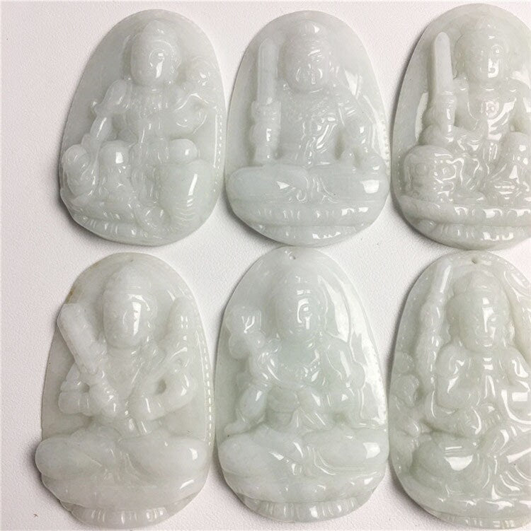 1Set 8 Patron saint Natural Grade A Jade Burma Jadeite Handmade DIY gemstone Jewelry jade pendant