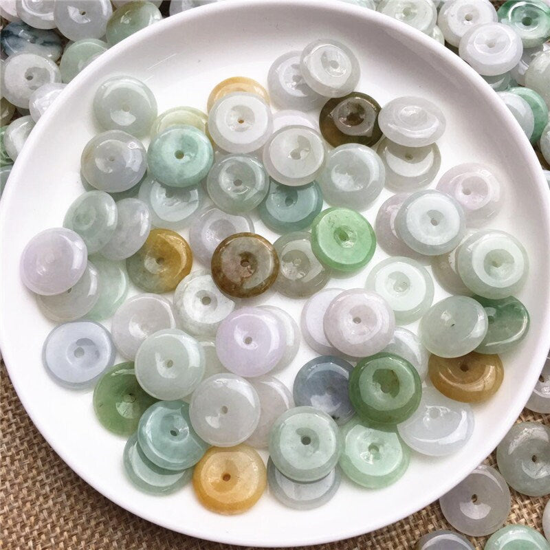 10Pcs lot 13mm Natural Grade A Jade ICE Jadeite donut beads Roundness DIY earrings necklace Carved spacer Jadeit baby gift