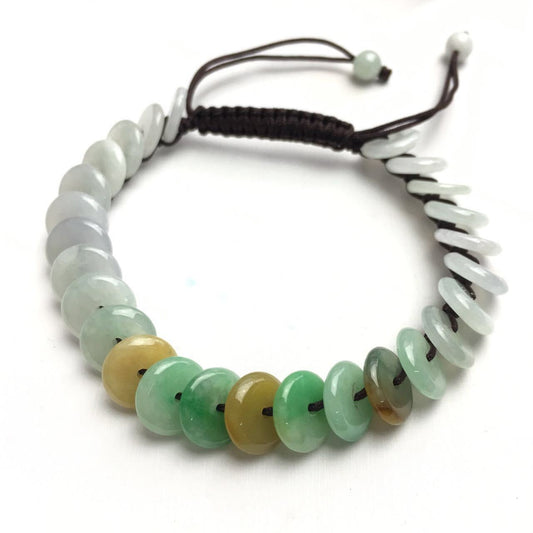 ICE Jade Grade A Green Natural Jadeite Hand carved Jade Round bead bangle Bracelet Chain Burma stone Armband string rope