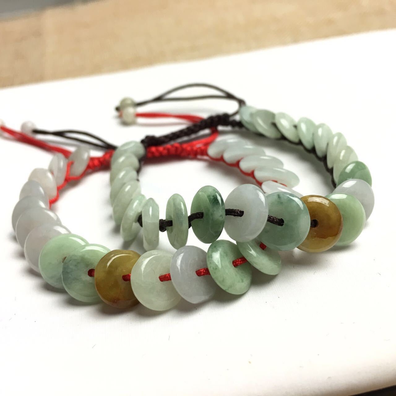 Certificated Green ICE Jade Grade A Jadeite Handmade bracelet Round bead  Chain Burma jadeite stone Armband string rope