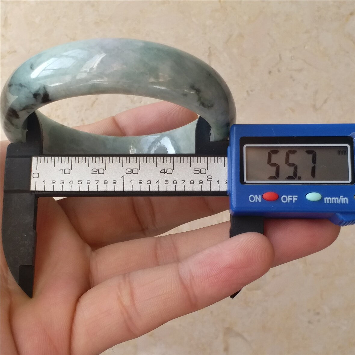 55.7mm Light green Grade A Natural Jade Hand carved Wristband Bangle Bracelet  Girl Chain Jadeite Ice A stone armreife Джейд pulsera 翡翠手镯