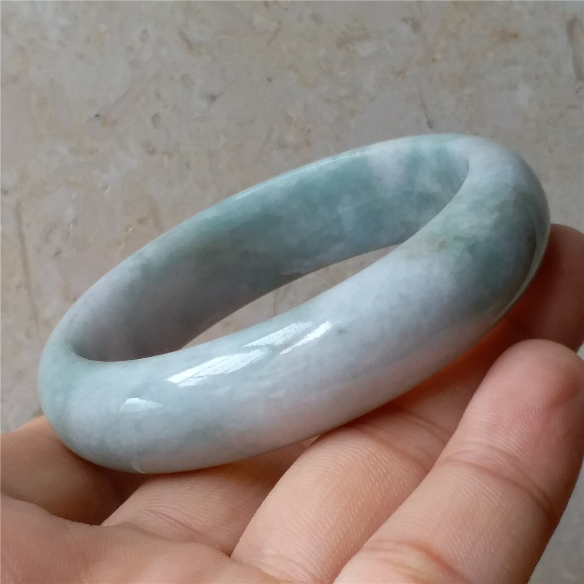 55.6mm Light green Grade A Natural Jade Hand carved Wristband Bangle Bracelet  Lady Chain Jadeite Type A stone armreife Джейд Браслет 翡翠手镯