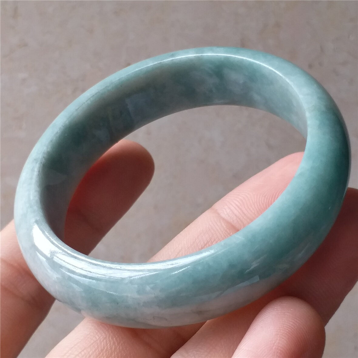 55.5mm Light green Grade A Natural Jade Hand carved Wristband Bangle Bracelet  Lady Chain Jadeite Type A stone armreife Джейд Браслет 翡翠手镯