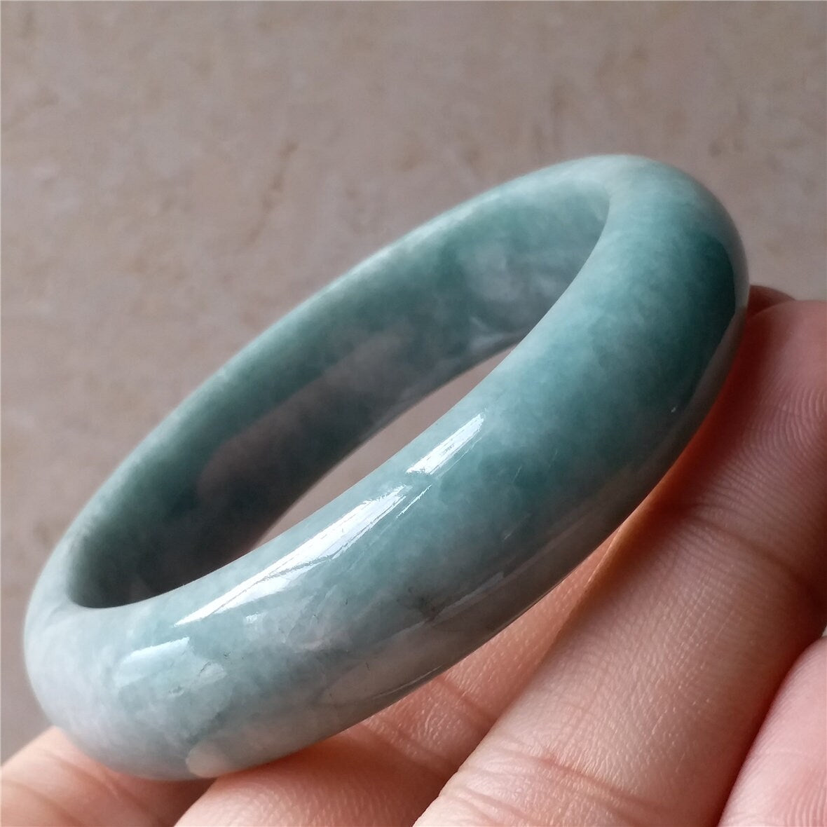 55.5mm Light green Grade A Natural Jade Hand carved Wristband Bangle Bracelet  Lady Chain Jadeite Type A stone armreife Джейд Браслет 翡翠手镯