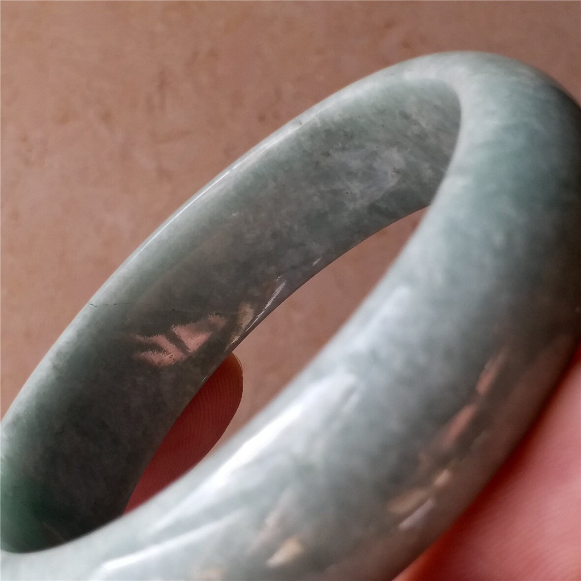 55.5mm Light green Grade A Natural Jade Hand carved Wristband Bangle Bracelet  Lady Chain Jadeite Ice A stone armreife Джейд Браслет 翡翠手镯