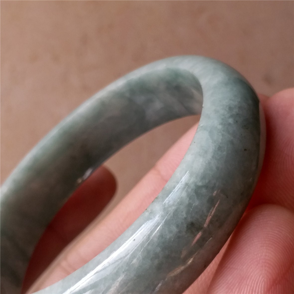 55.4mm Light green Grade A Natural Jade Hand carved Wristband Bangle Bracelet  Lady Chain Jadeite Type A stone armreife Джейд Браслет 翡翠手镯