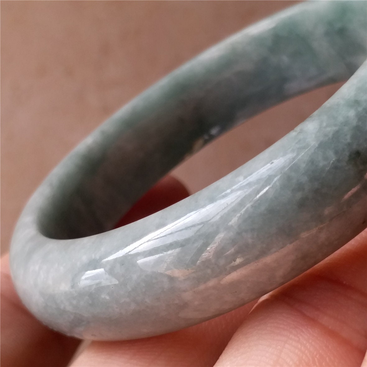 55.4mm Light green Grade A Natural Jade Hand carved Wristband Bangle Bracelet  Lady Chain Jadeite Type A stone armreife Джейд Браслет 翡翠手镯