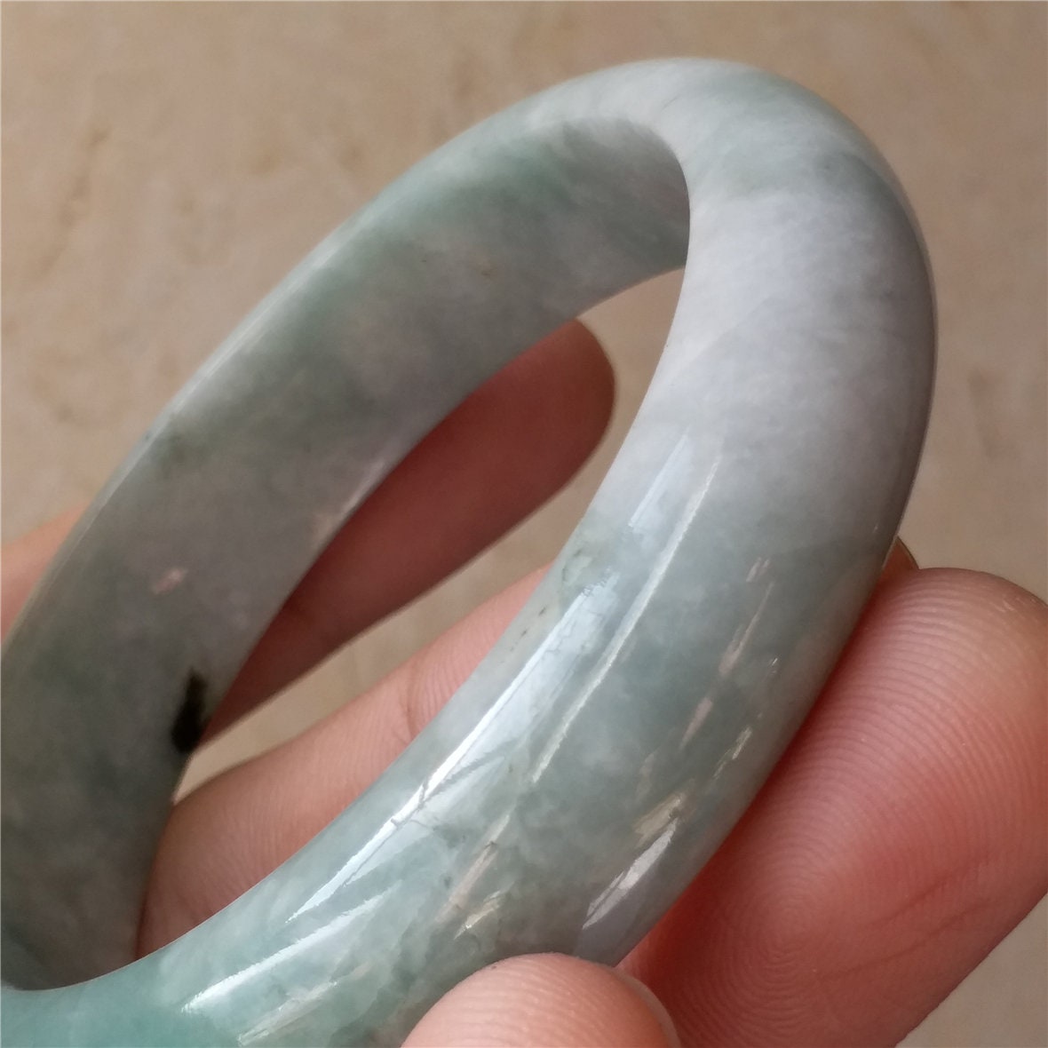 55.5mm Light green Grade A Natural Jade Hand carved Wristband Bangle Bracelet  Lady Chain Jadeite Type A stone armreife Джейд Браслет 翡翠手镯