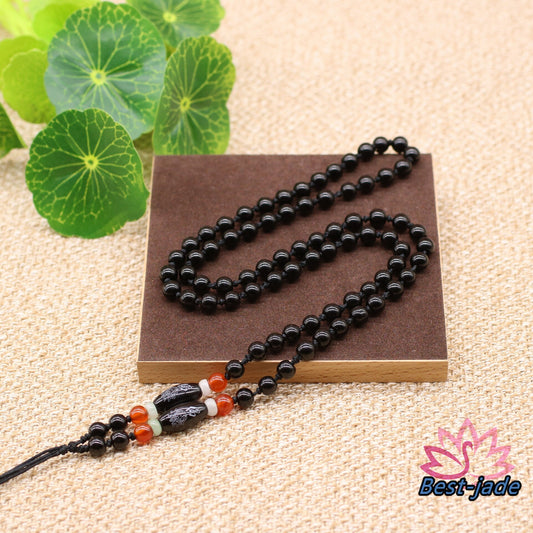 Xaga Obsidian Necklace Hand Woven Braided Black Rope Lady hand String Cord strap Man Bead chain Chinese Style collier Halskette f.