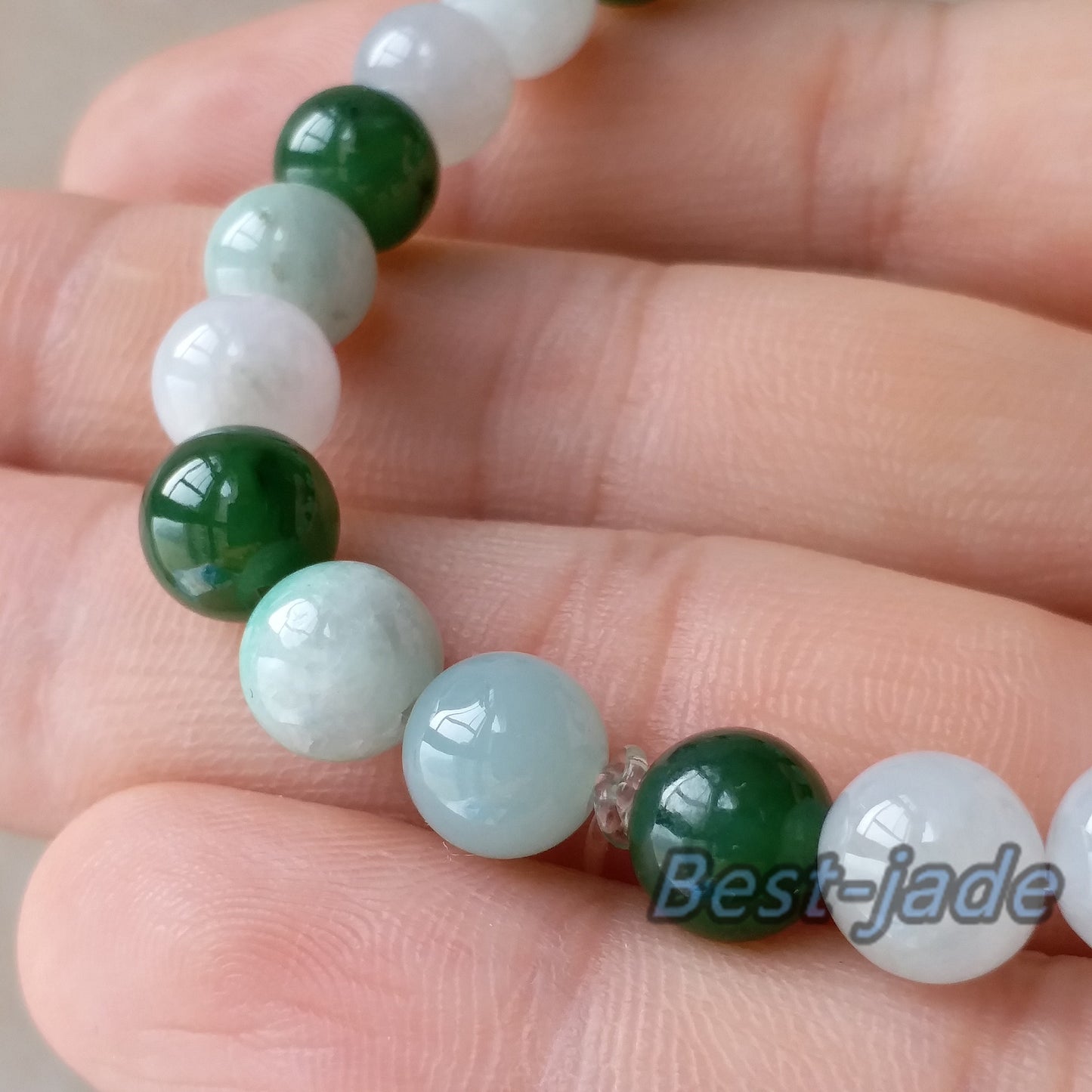 8mm Genuine Nephrite and Jadeite  Grade Apple Green Canadian Jade Beads Bangle Bracelet Pounamu  NZ Jade Jasper Ball Woman lady kid chain