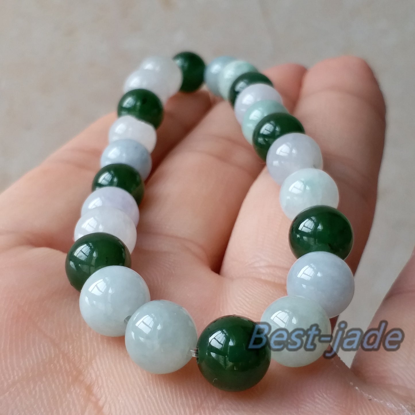 8mm Genuine Nephrite and Jadeite  Grade Apple Green Canadian Jade Beads Bangle Bracelet Pounamu  NZ Jade Jasper Ball Woman lady kid chain