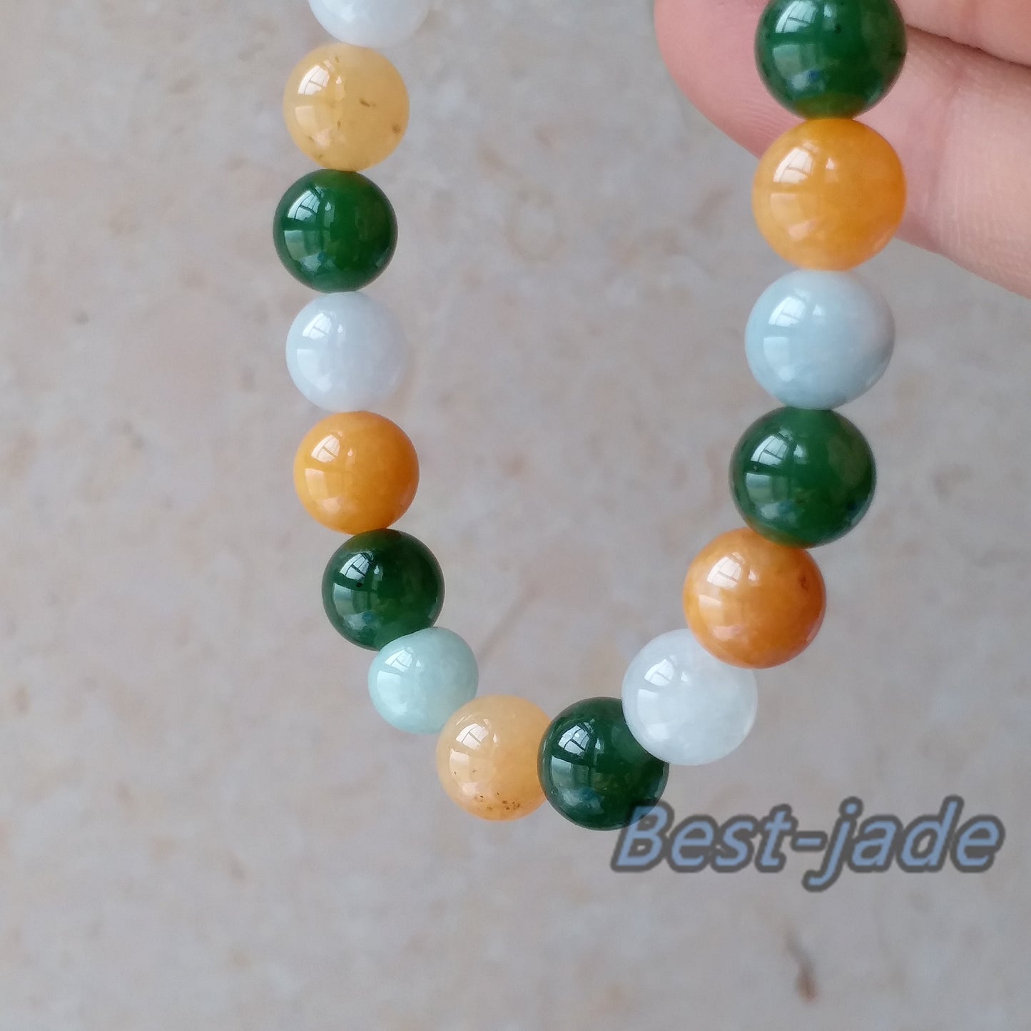 Beautiful 8mm Nephrite Jadeite and Yellow jade  Grade A  Green Canadian Jade Beads Bangle Bracelet Pounamu NZ Jade  Ball lady kid chain