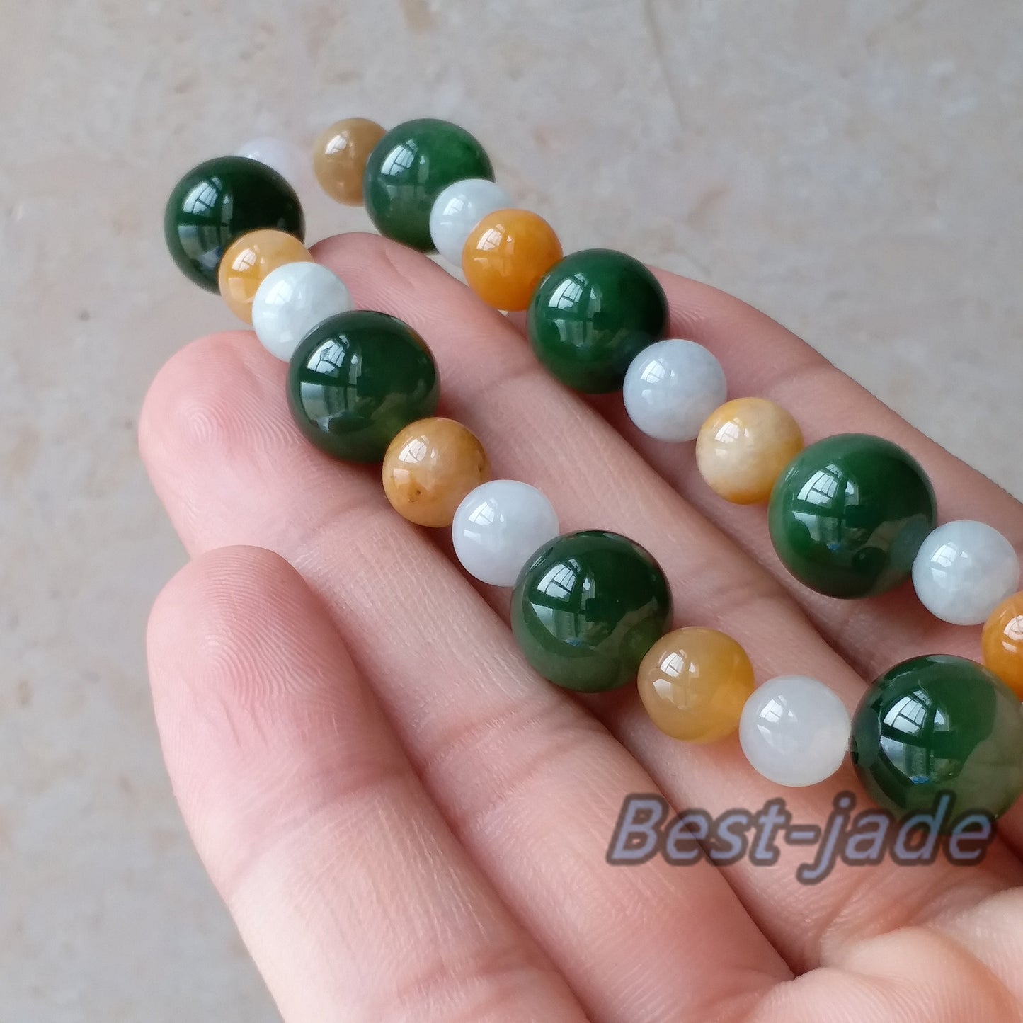 12mm Nephrite Jadeite and Yellow jade  Grade A Green Canadian Jade Beads Bangle Bracelet Pounamu NZ Jade Jasper Ball Men's lady chain strand