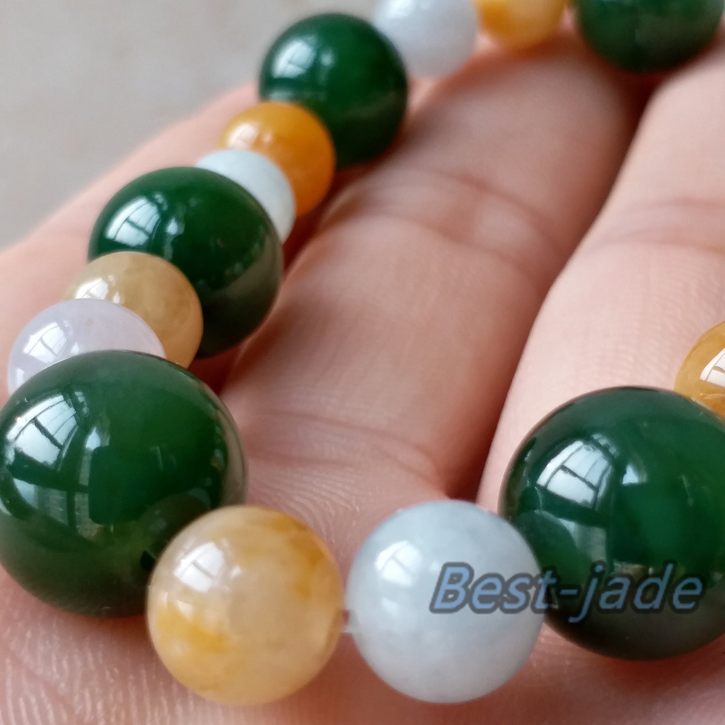 12mm Nephrite Jadeite and Yellow jade  Grade A Green Canadian Jade Beads Bangle Bracelet Pounamu NZ Jade Jasper Ball Men's lady chain strand