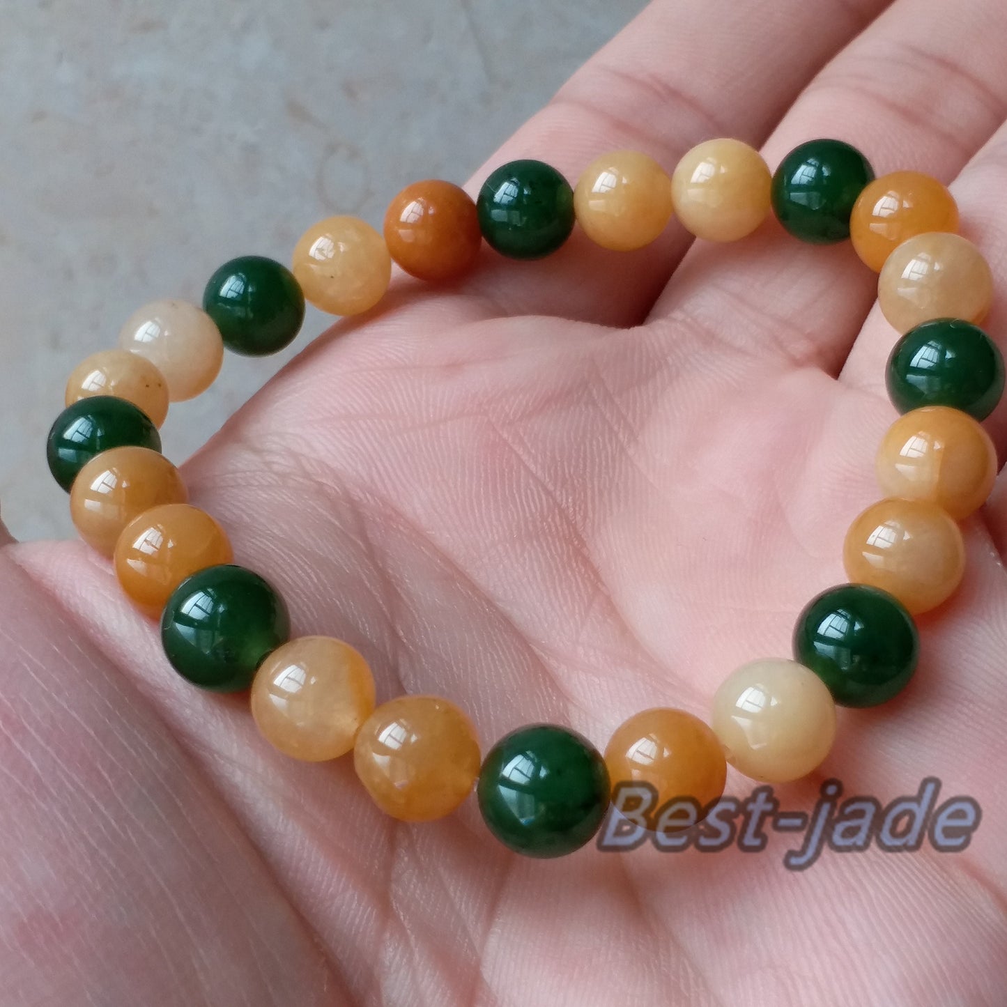 Nephrite and Yellow jade 6mm Grade A  Green Canadian Jade Beads Bangle Bracelet Pounamu NZ Jade Jasper Ball Womrn lady kid chain