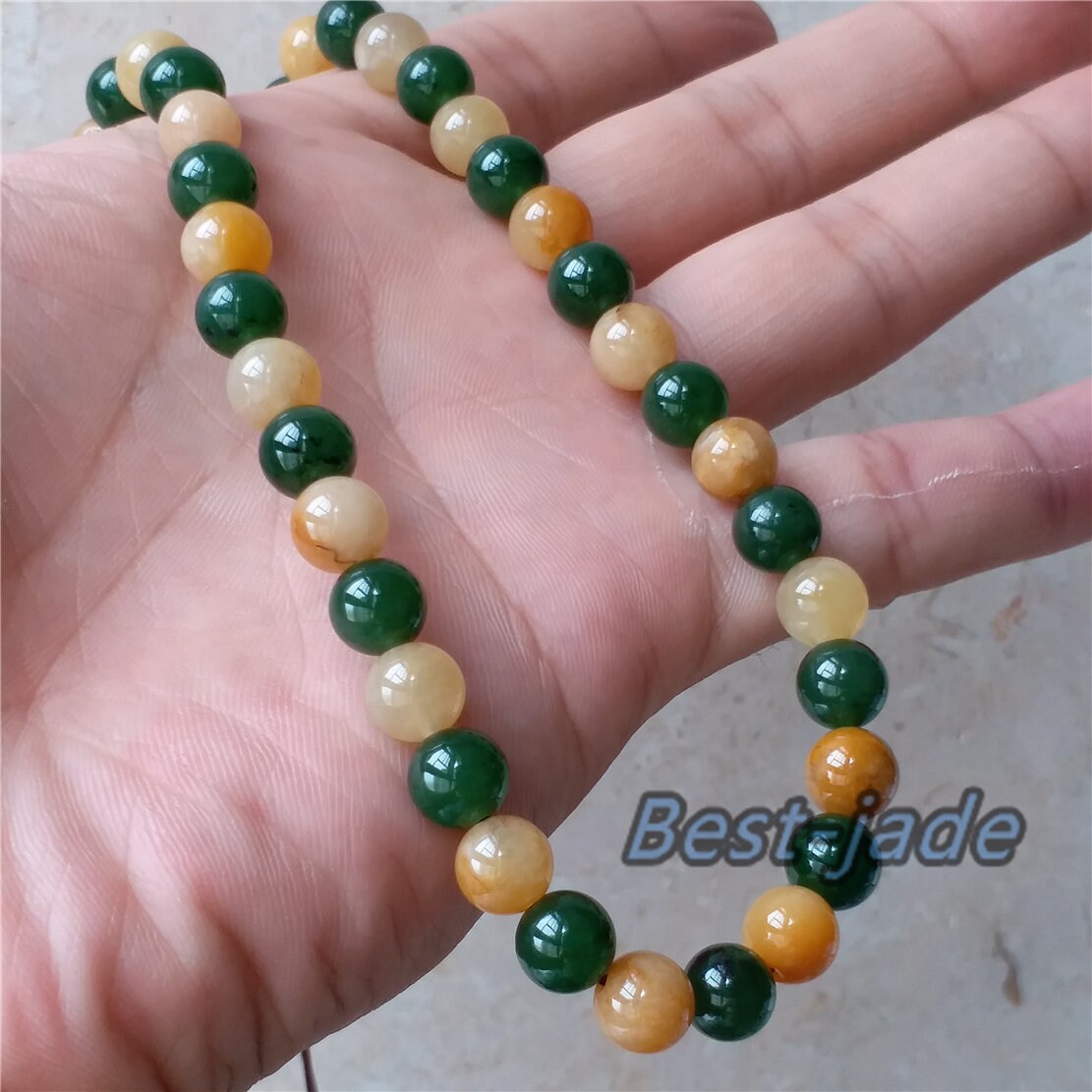 Nephrite and Yellow jade 8mm Grade A  Green Canadian Jade Beads Necklace Bracelet Pounamu NZ Jade Jasper Ball Parure  Womrn lady kid chain