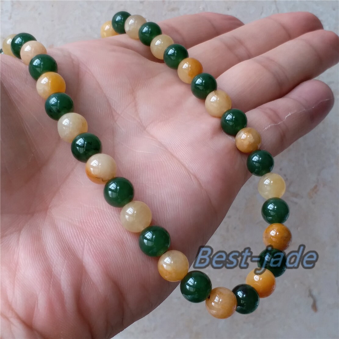 Nephrite and Yellow jade 8mm Grade A  Green Canadian Jade Beads Necklace Bracelet Pounamu NZ Jade Jasper Ball Parure  Womrn lady kid chain