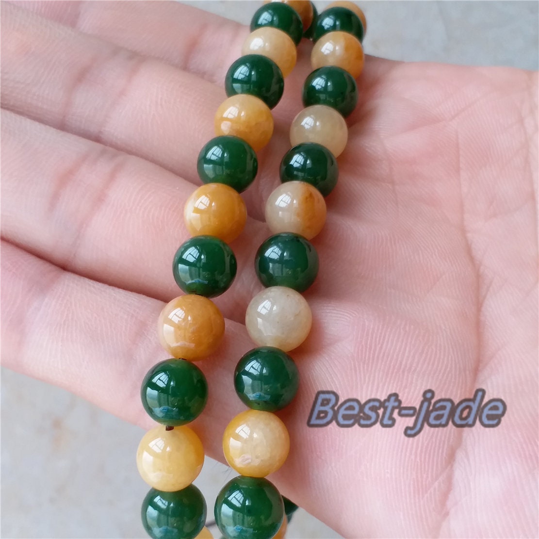 10 mm Nephrit und gelbe Jade, Güteklasse A, grüne kanadische Jade-Perlen, Halskette, Armband, Pounamu, NZ, Jade-Jaspis, Kugel, Parure, Damen-Kettenkette für Damen