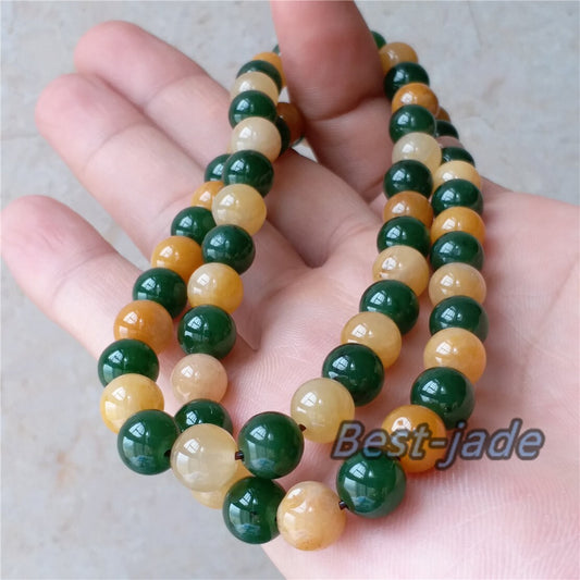 Nephrite and Yellow jade 8mm Grade A  Green Canadian Jade Beads Necklace Bracelet Pounamu NZ Jade Jasper Ball Parure  Womrn lady kid chain