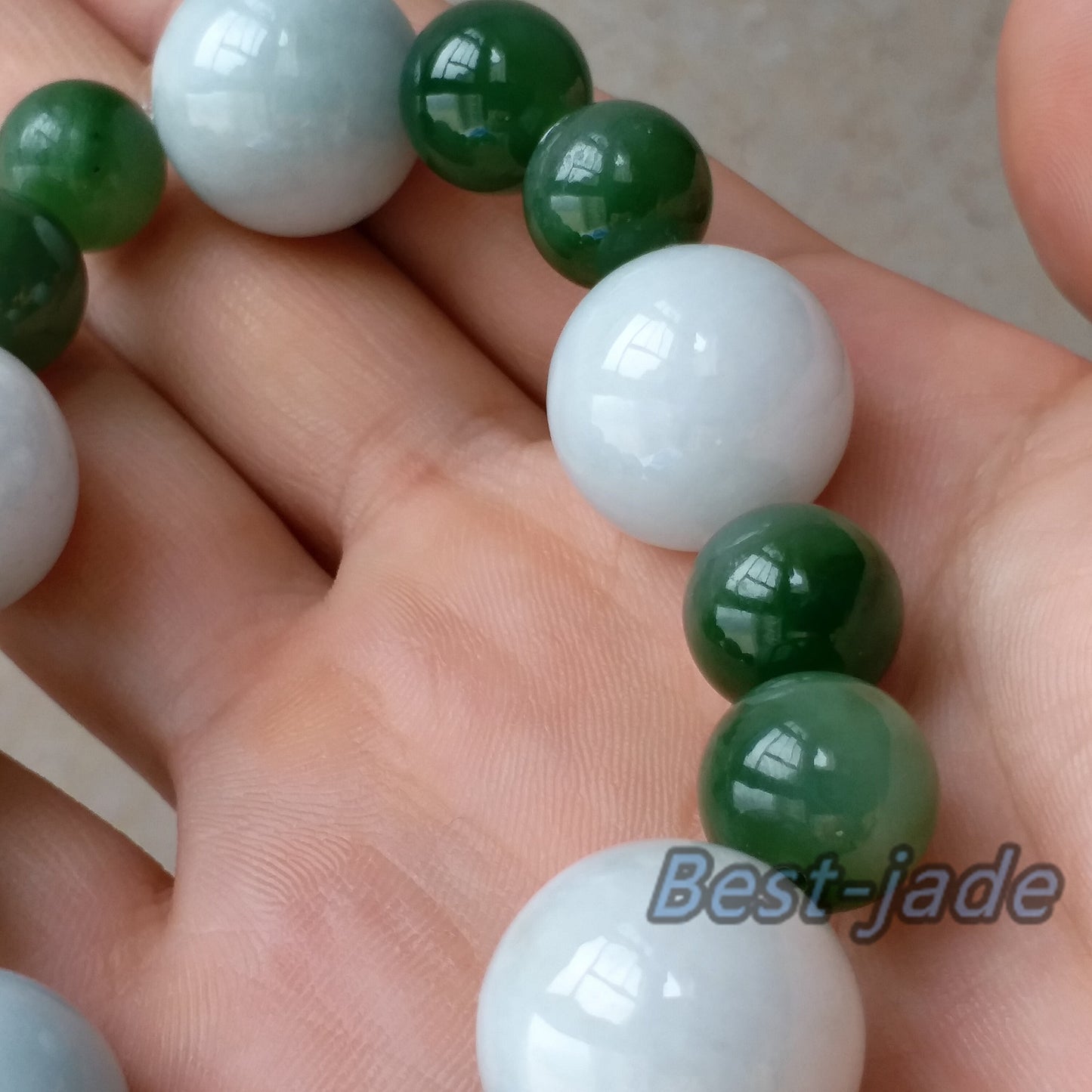 17mm Nephrite and Jadeite  Grade Apple Green Canadian Jade Beads Bangle Bracelet Pounamu  NZ Jasper Ball Womrn lady kid chain