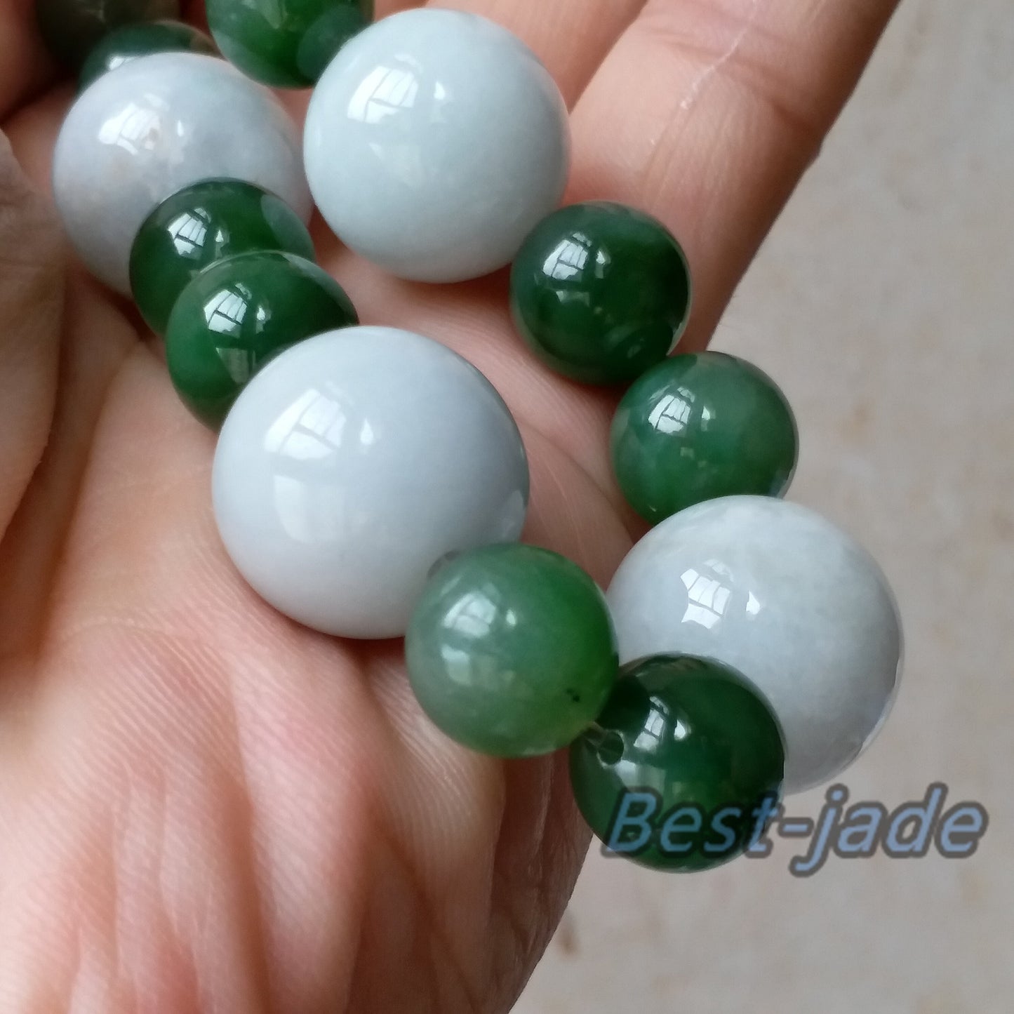 17mm Nephrite and Jadeite  Grade Apple Green Canadian Jade Beads Bangle Bracelet Pounamu  NZ Jasper Ball Womrn lady kid chain