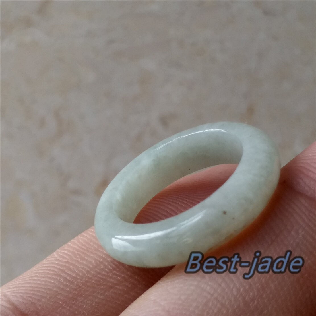 17.9mm Yellow Grade A jade Narrow Band Ring Natural Real Jadeite Hand carved bead Green gemstone Burma Lady jadeware rings Type A stone