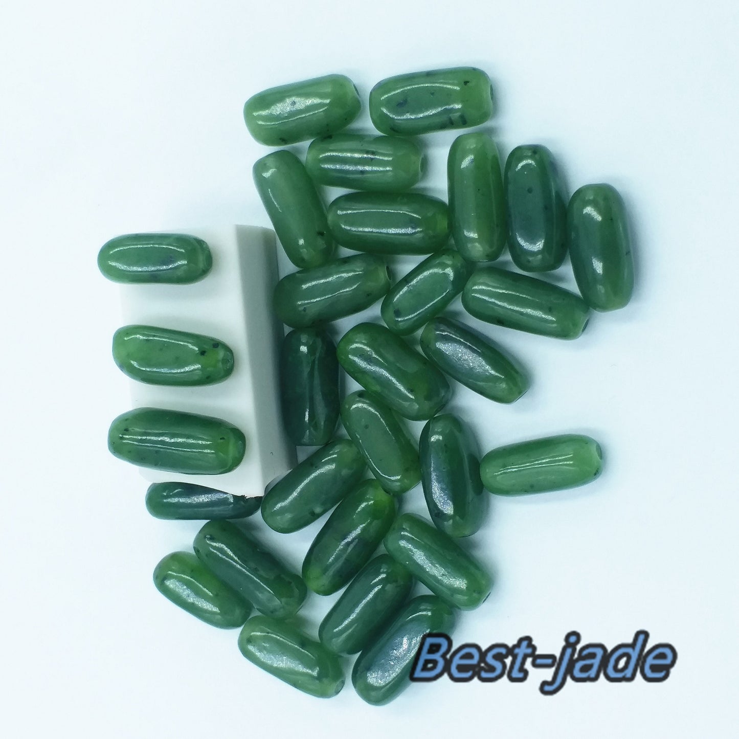 10 PCS  Natural Canadian jade Nephrite Barrel  Greenstone Pounamu Beads  Pearl Maori style Green NZ jade bucket jadeware