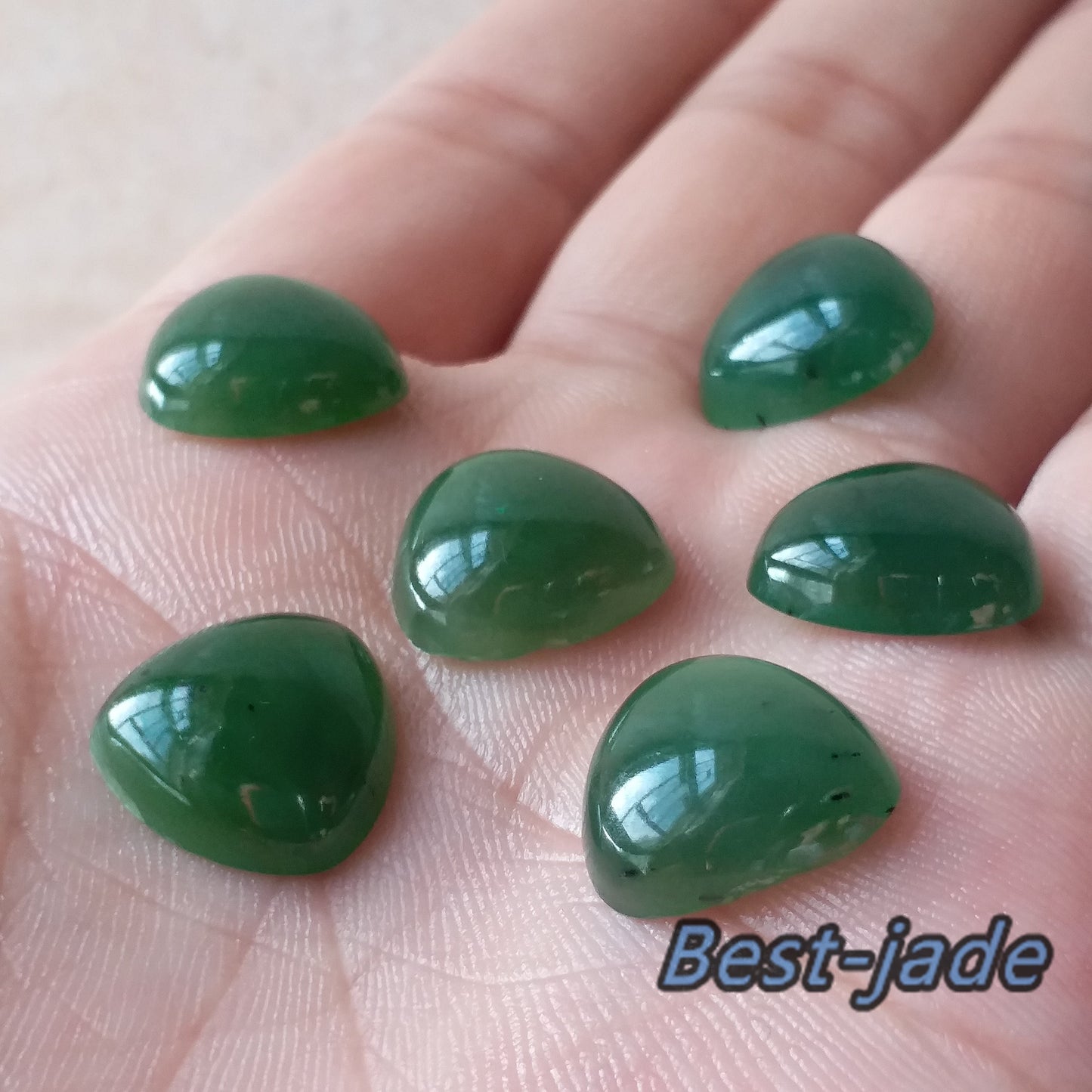 10PCS Triangle Trillion 14*14mm cab cabochon Canadian jade Nephrite Green Jasper Greenstone Pounamu Beads  Pearl NZ tessera inlay on lay