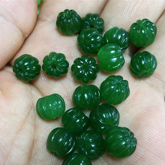 10 PCS 7.5mm Pumpkin Beads Natural Canadian jade Nephrite Greenstone Pounamu Pearl Maori style NZ jade капля Kügelchen jaspe grüner Jade