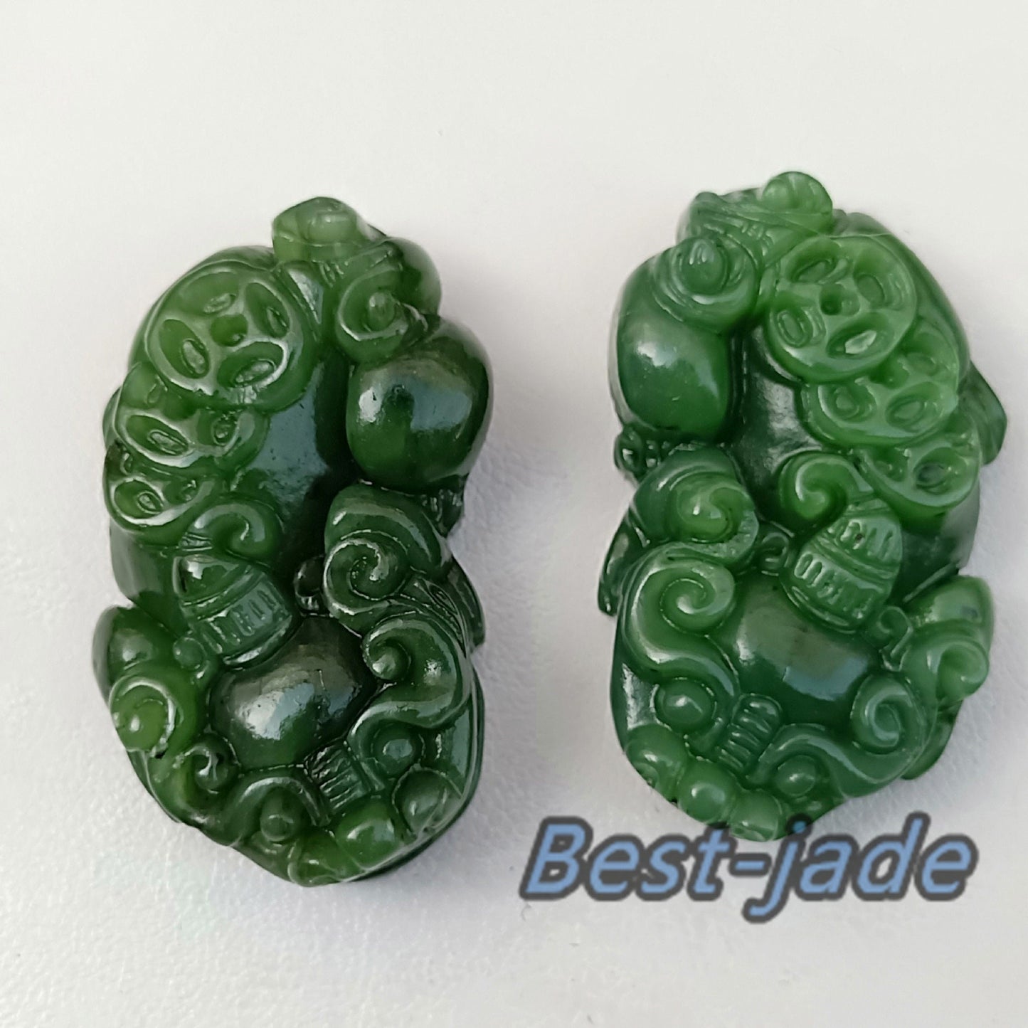 Lucky Pixiu  Dragon Beads Natural Canadian jade Nephrite Greenstone Pounamu Pearl Maori style NZ jade капля Kügelchen jaspe grüner BC