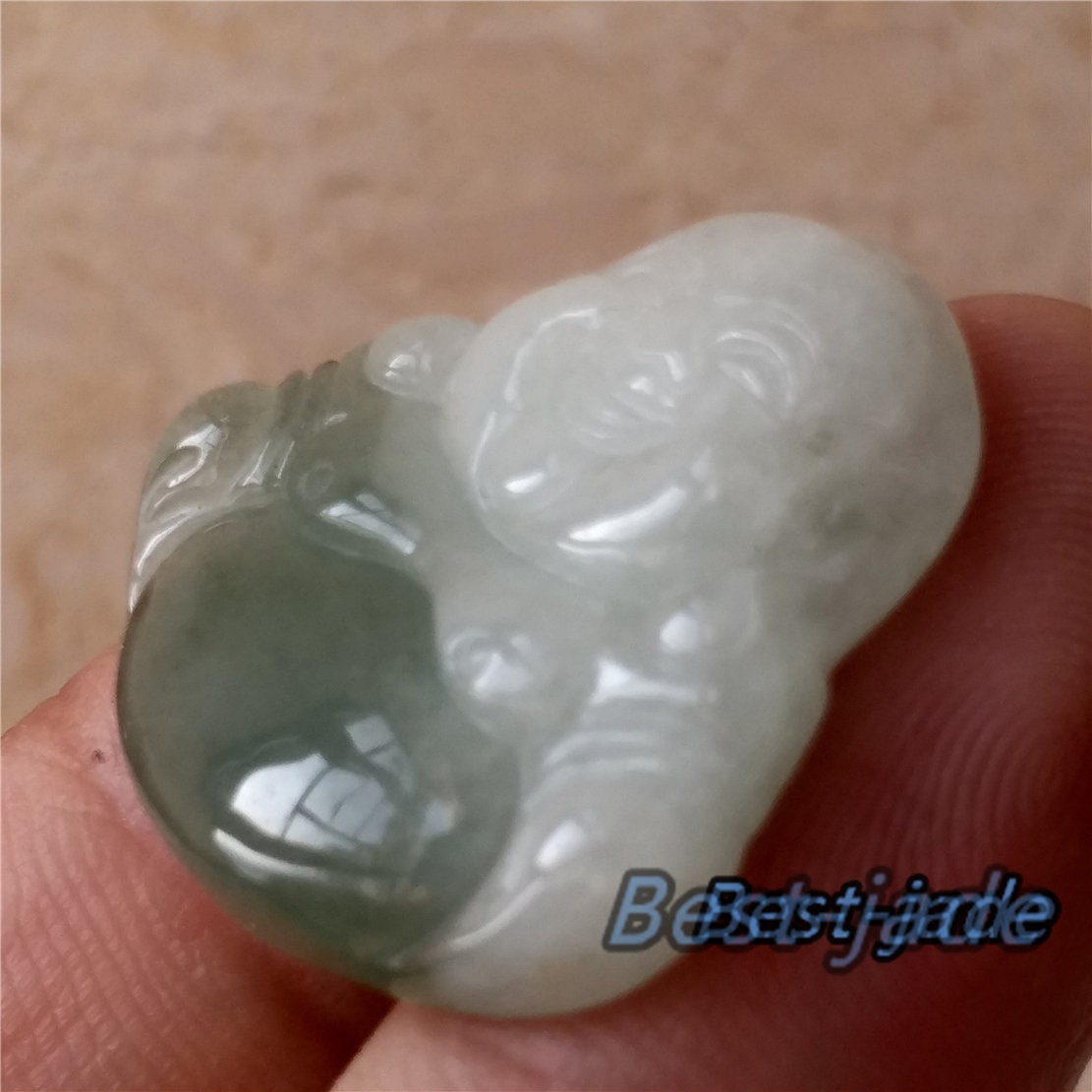 Grade A GreenJade ICE Jadeite Buddha Bead Hand Carved ,pendant Burma stone Type A Jadeit Anhänger